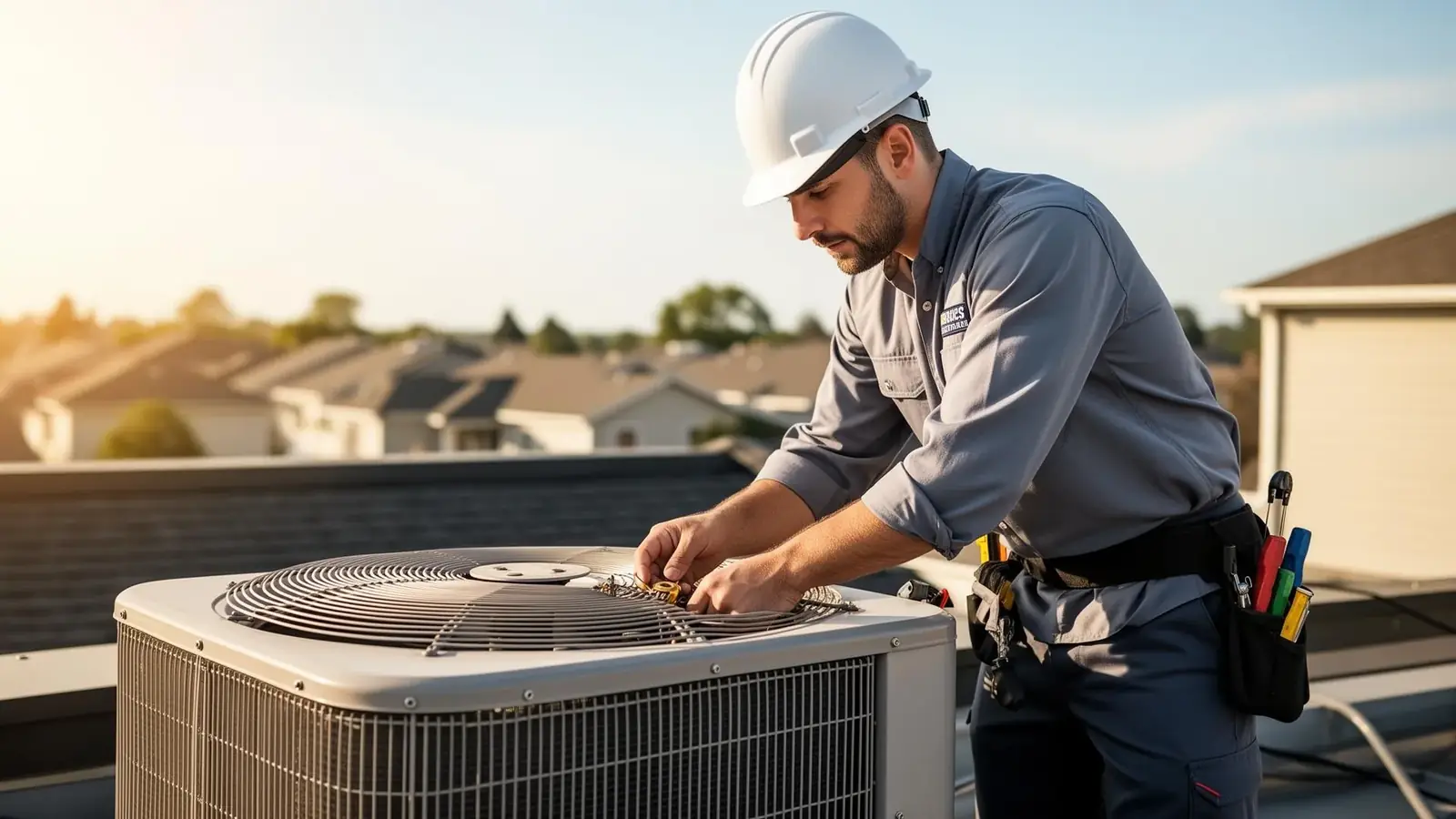 HVAC technician servicing equipment